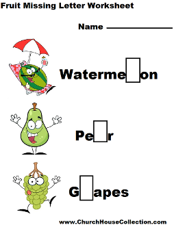 Kindergarten Fruit Missing Letter Worksheet
